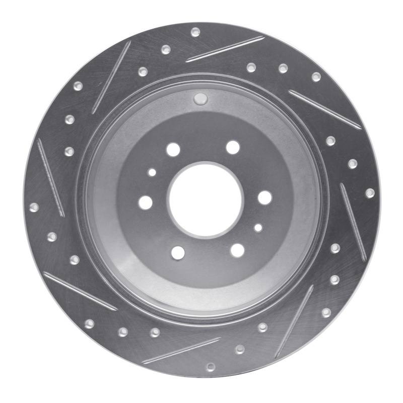 Kia Borrego Brake Rotor (1) - Rear Right - R1 Concepts - Drilled & Slotted - Silver - `09-`10